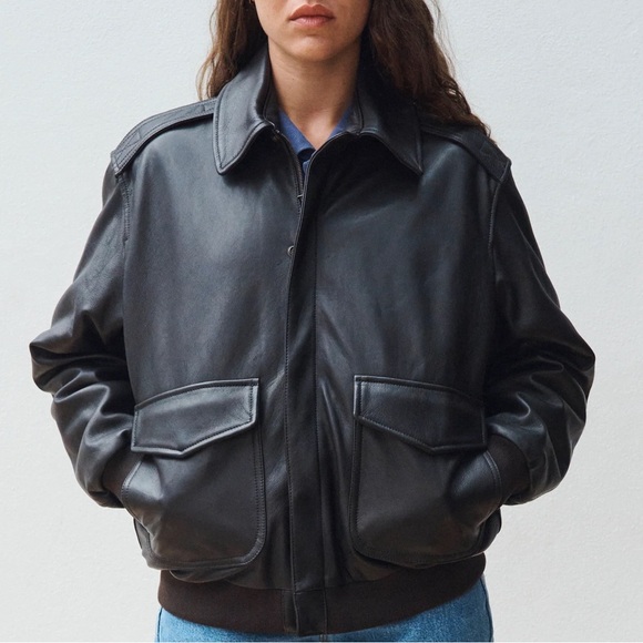 HOMME girls • LEATHER BOMBER IN BROWN - Picture 1 of 4